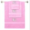 BY LORA Custom Embroidered Terry Cotton Ring Spun Bath Towel, Hand Towel and Washcloth Set - Pink Towel Set, Silver Block Initial E view 1