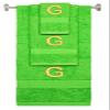 BY LORA Custom Embroidered Terry Cotton Ring Spun Bath Towel, Hand Towel and Washcloth Set - Lime Green Towel Set, Gold Block Initial G view 1