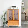 HOLMZCED Freestanding Storage Organizer with 2 Drawers, Retro Bamboo Kitchen Sideboard with Large Storage Capacity Brown Bamboo Cupboard for Living Room Kitchen Hallway view 1