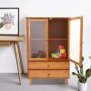 HOLMZCED Freestanding Storage Organizer with 2 Drawers, Retro Bamboo Kitchen Sideboard with Large Storage Capacity Brown Bamboo Cupboard for Living Room Kitchen Hallway view 3