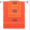 BY LORA Custom Embroidered Terry Cotton Ring Spun Bath Towel, Hand Towel and Washcloth Set - Orange Towel Set, Black Block Initial G view 1