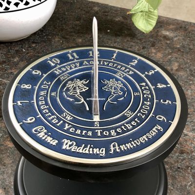 ARTIZANSTORE Anniversary Sundial Gift for 20th Wedding Anniversary in 2024 Aluminum, 8-Inch Diameter Home Decor and Garden Decor