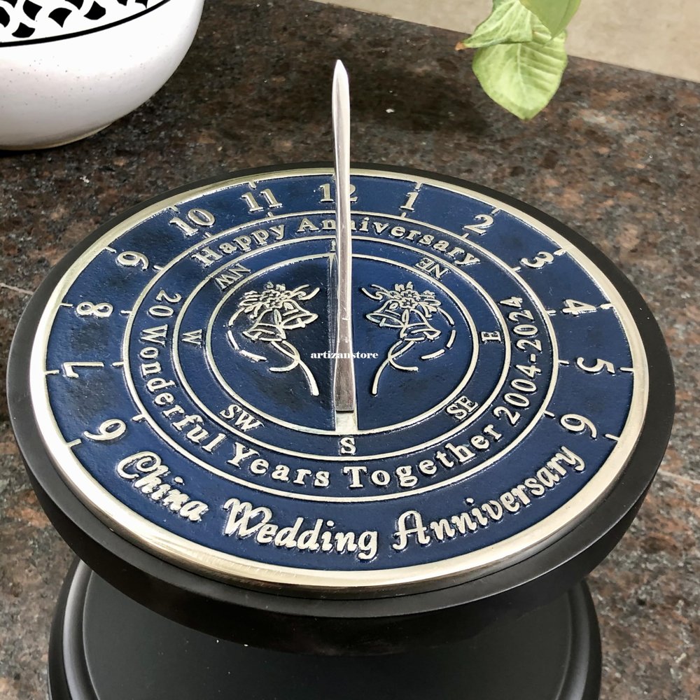 ARTIZANSTORE Anniversary Sundial Gift for 20th Wedding Anniversary in 2024 Aluminum, 8-Inch Diameter Home Decor and Garden Decor