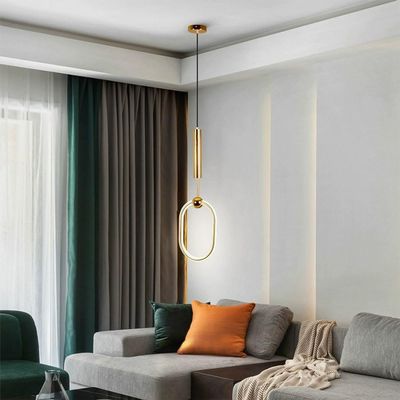 Gold 15W Pendant Light Fixtures - Indoor Lighting Minimalist LED Hanging Lamp Modern Home Decor - LED Chandelier Dimmable Suspension Lighting Suitable Compatible with Restaurant Bar Clubhouse ,pendant