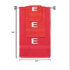 BY LORA Custom Embroidered Terry Cotton Ring Spun Bath Towel, Hand Towel and Washcloth Set - Red Towel Set, White Block Initial E view 2