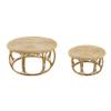 Benjara 32-40" Coffee Table Set of 2- Round Tops- Handwoven Rattan- Brown view 1