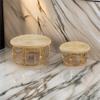 Benjara 32-40" Coffee Table Set of 2- Round Tops- Handwoven Rattan- Brown view 2