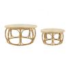 Benjara 32-40" Coffee Table Set of 2- Round Tops- Handwoven Rattan- Brown view 4