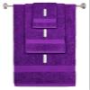 BY LORA Custom Embroidered Terry Cotton Ring Spun Bath Towel, Hand Towel and Washcloth Set - Purple Towel Set, Silver Block Initial I view 1