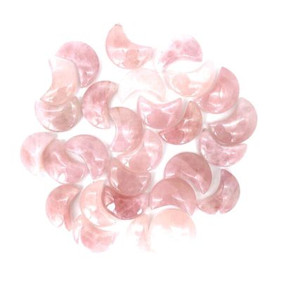 ERNZI 2pcs Natural Pink Quartz Crystal Moon Shaped Ornaments Polished Gemstone Minerals Specimen Home Office Decoration Household