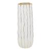 (D) Tall White Footed Vase Decorative Centerpiece, with Gold Wavy Design (Large 6" x 15.7") view 1