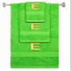 BY LORA Custom Embroidered Terry Cotton Ring Spun Bath Towel, Hand Towel and Washcloth Set - Lime Green Towel Set, Gold Block Initial E view 1