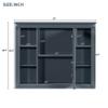 Royard Oaktree Bathroom Medicine Cabinet with Mirror, Modern Wall Mounted Storage Cabinet with Mirrored Door and 6 Open Shelves, Wood Vanity Hanging Mirror Cabinets for Living Room Entryway, Gray Blue view 2