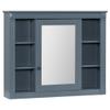 Royard Oaktree Bathroom Medicine Cabinet with Mirror, Modern Wall Mounted Storage Cabinet with Mirrored Door and 6 Open Shelves, Wood Vanity Hanging Mirror Cabinets for Living Room Entryway, Gray Blue view 4