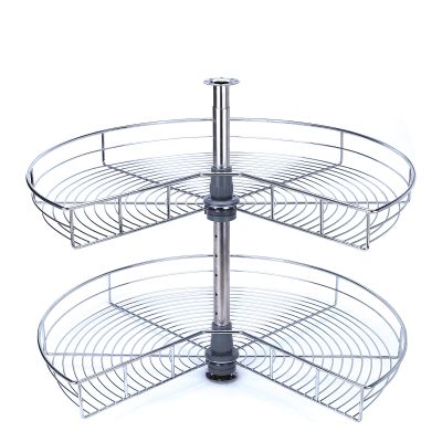 28 Inch 2-Tier Organizer for Corner Base Kitchen Cabinets,270 Rotating Blind Corner Iron Kidney Shaped Cabinet Mounted