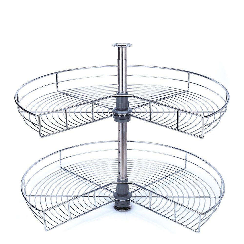 28 Inch 2-Tier Organizer for Corner Base Kitchen Cabinets,270 Rotating Blind Corner Iron Kidney Shaped Cabinet Mounted