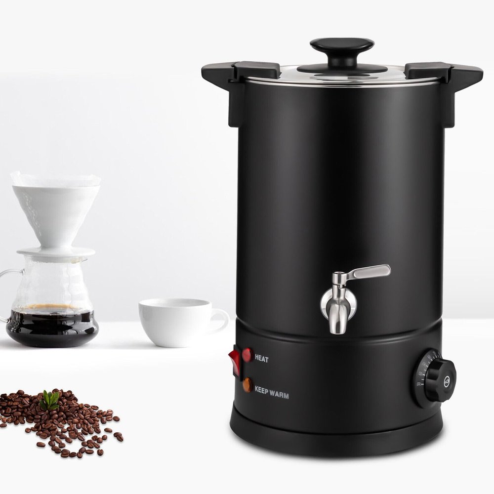 BFDIEEM Commercial Coffee Urn 50 cups, 8L Stainless Steel Coffee Dispenser Urn for Quick Brewing, Hot Beverage Dispenser, Hot Water Dispenser, Percolate Coffee Maker with Filter and Water Gauge, Black