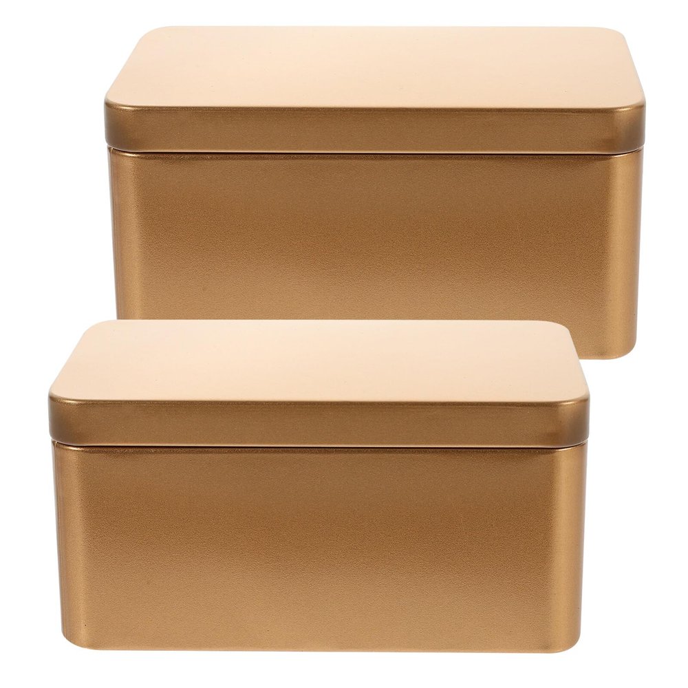 ABOOFAN 2pcs Tinplate Tea Box Lid Rectangular Storage Container for Household Sundries Decoration for Organizing Tea and Items