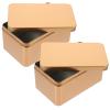 ABOOFAN 2pcs Tinplate Tea Box Lid Rectangular Storage Container for Household Sundries Decoration for Organizing Tea and Items view 2
