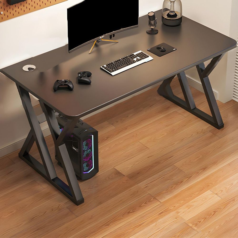 KWOKING Wooden Rectangle Gaming Desk Computer Desk with Sled Base - Without Chairs Desktop E-Sports Table Office Desk Student Study Table Writing Table Desk Black 55.1" L x 23.6" W x 29.5" H