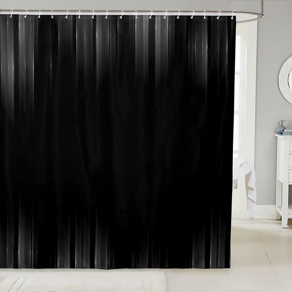 Feelyou Geometric Abstract Ombre Shower Curtain 72"x84" Kids Gray and Black Striped Bathroom Shower Curtain Set for Boys Girls Teens Modern Fashion Bath Curtain Stripes Bathroom Accessories