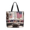 SSIMOO American Flag And Baseball Trendy Fashion Shopping Bags,Zippered Convenience Bag,Shopping Tote And Shoulder Bag view 1