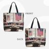 SSIMOO American Flag And Baseball Trendy Fashion Shopping Bags,Zippered Convenience Bag,Shopping Tote And Shoulder Bag view 3