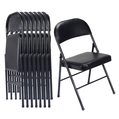 8 Pack Upgrade Folding Chairs with Thicken Padded Seats and Back, Metal Foldable Chairs with Steel Frame and Cushion, Padded Folding Chairs Set of 2 for Indoor, Outdoor, Event, Party, Office (Black)