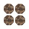 4Pcs Drink Coasters for Drinks Tabletop Protection, Rustic Lodge Bear Moose Leather Coaster for Kinds of Cups, Absorbent Cup Coaster for Coffee Table Home Decor 4" Cup Mat Pad view 1