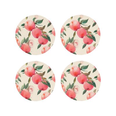 4Pcs Drink Coasters for Drinks Tabletop Protection, Pink Peach Leather Coaster for Kinds of Cups, Absorbent Cup Coaster for Coffee Table Home Decor 4" Cup Mat Pad