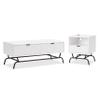 24/7 Shop at Home Quin 2-Piece Modern Coffee End Table Set with 3D Wave Panel Drawer and Metal Legs, Accent Furniture for Living, Home Office, Reception Room, White Pure view 1