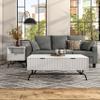 24/7 Shop at Home Quin 2-Piece Modern Coffee End Table Set with 3D Wave Panel Drawer and Metal Legs, Accent Furniture for Living, Home Office, Reception Room, White Pure view 2