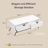 24/7 Shop at Home Quin 2-Piece Modern Coffee End Table Set with 3D Wave Panel Drawer and Metal Legs, Accent Furniture for Living, Home Office, Reception Room, White Pure view 4