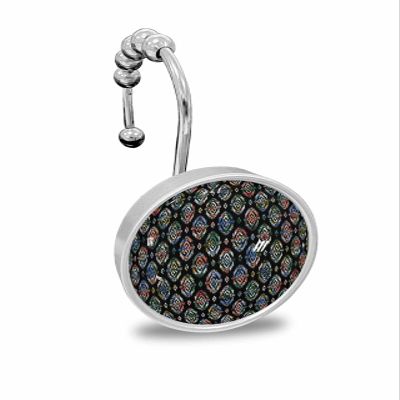 Medieval Vintage Line 12PCS Shower Curtain Hooks Rings, Boho Style Circle Texture Decorative Shower Curtain Hooks for Bathroom Stainless Steel Rustproof Shower Curtain Rings