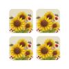 4Pcs Drink Coasters for Drinks Tabletop Protection, Bees Sunflowers Daisy Rose Flowers Leather Coaster for Kinds of Cups, Absorbent Cup Coaster for Coffee Table Home Decor 4" Cup Mat Pad view 1