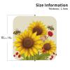 4Pcs Drink Coasters for Drinks Tabletop Protection, Bees Sunflowers Daisy Rose Flowers Leather Coaster for Kinds of Cups, Absorbent Cup Coaster for Coffee Table Home Decor 4" Cup Mat Pad view 2