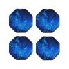 4Pcs Drink Coasters for Drinks Tabletop Protection, Blue Musical Notes Leather Coaster for Kinds of Cups, Absorbent Cup Coaster for Coffee Table Home Decor 4" Cup Mat Pad view 1