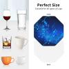 4Pcs Drink Coasters for Drinks Tabletop Protection, Blue Musical Notes Leather Coaster for Kinds of Cups, Absorbent Cup Coaster for Coffee Table Home Decor 4" Cup Mat Pad view 4