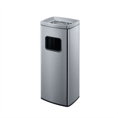 BrunaE Trash Cans 12L Hotel Lobby Elevator Entrance Trash Can with Ashtray Shopping Mall Corridor Hall Stainless Steel Trash Can Kitchen Trashcan (Size : Silver)