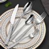 70 Piece Silverware Set Hammered Stainless Steel Flatware Set for 14 Durable 18/8 Cutlery Set Mirror Polished Tableware for Formal Occasions Wedding Banquet Family Gatherings view 1