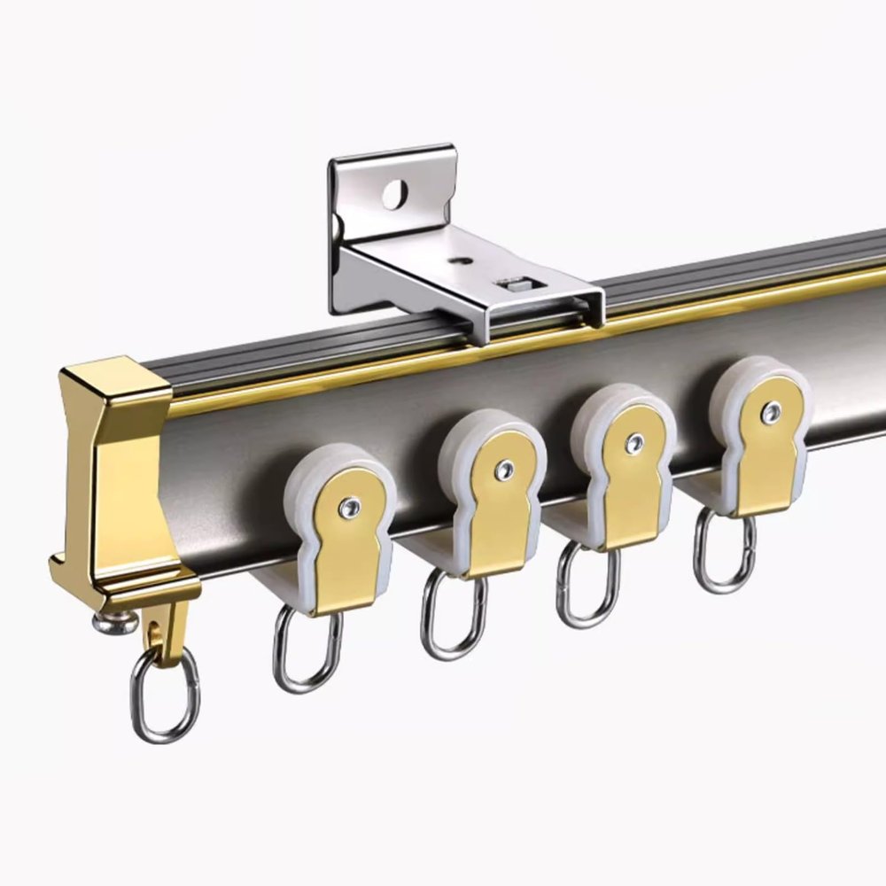BBHW Bendable Curtain Track Rail Wall Mounted, Heavy Duty Bay Window Curved Curtain Track System, Flexible Cuttable Shower Curtain Rod (Color : Champagne, Size : 100cm (3.3ft))