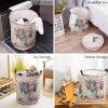 Laundry Basket Retro Blue Pink Hydrangea Floral,Waterproof Collapsible Clothes Hamper Watercolor Flower Buffalo Plaid Linen,Large Storage Bag for Bedroom Bathroom view 4