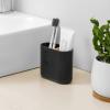 Toothbrush Holders Bamboo Electric Toothbrush Holder Bathroom Storage Organizer Countertop for Toothpaste, Floss, Razor, White and Black view 2