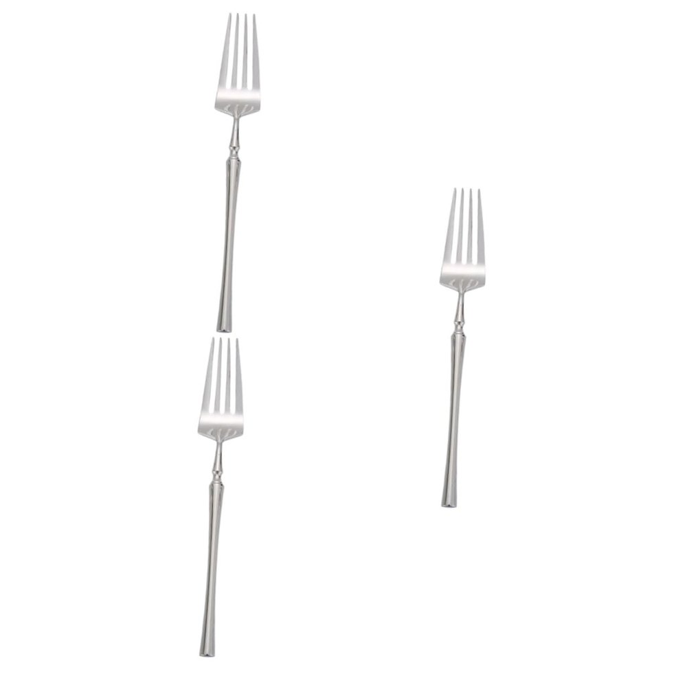 DECHOUS 3pcs European Stainless Steel Fork Mirror Polished Small Waist Design for Dining Dinner Use for Steak and Salad Elegant and Easy to Clean Dishwasher Safe