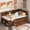 Harper & Bright Designs Twin Size Daybed with Drawers and Storage Shelves, Wood Daybed Frame for Living Room and Bedroom, Walnut view 1