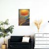 Abstract Art Sun with Waves Water Beads Canvas Poster Wall Art Decor for living room, bedroom, office, bathroom, dining room, home decor.(Framed16*24in) view 4