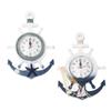 Holibanna Mediterranean Decor Wall Clock Large Outdoor Waterproof Nautical Decor Anchor Shape Wooden Hanging Clock No Ticking view 1