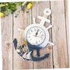 Holibanna Mediterranean Decor Wall Clock Large Outdoor Waterproof Nautical Decor Anchor Shape Wooden Hanging Clock No Ticking view 2
