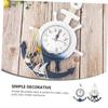 Holibanna Mediterranean Decor Wall Clock Large Outdoor Waterproof Nautical Decor Anchor Shape Wooden Hanging Clock No Ticking view 4