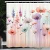 Ambesonne Floral Shower Curtain, Dreamy Silhouettes of Fantasy Woods Gentle Poppy Flowers and Lavenders, Cloth Fabric Bathroom Decor Set with Hooks, 69" W x 75" L, Coral Lilac Mint Green view 1